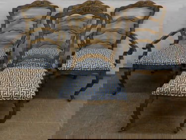 Set of Four Painted Ladder Back Dining Chairs