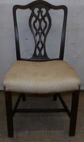 Carved Mahogany Straight Leg Side Chair