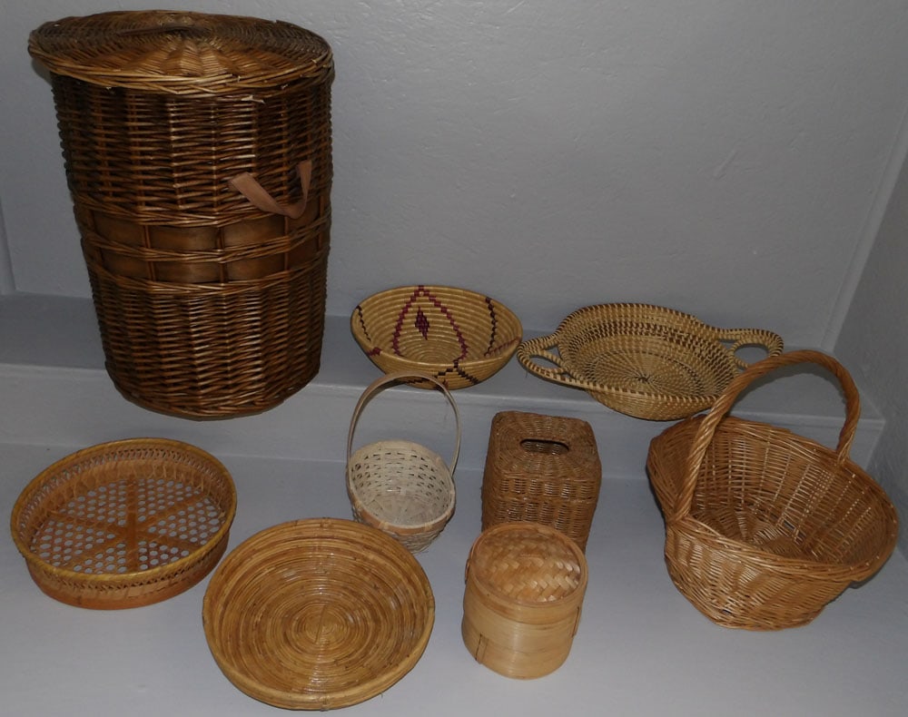 Lot of Baskets: Lot of Baskets . Up to 20" H "ALL DESCRIPTIONS AND ANY CONDITION STATEMENT GIVEN BY LANGSTON AUCTION GALLERY ARE STRICTLY OPINIONS AND LANGSTON'S SHALL HAVE NO RESPONSIBILITY FOR ERRORS OR OMISSIONS. 