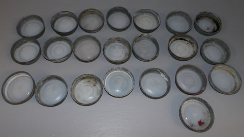 22 Zinc & Milk Glass Caning Jar Lids