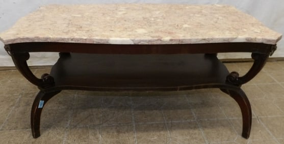 Mahogany & Marble Top Coffee Table