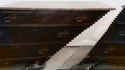 Walnut Victorian Marble Top Chest