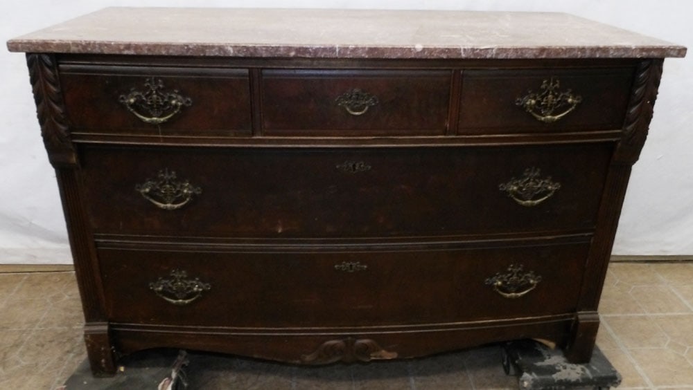 Walnut Victorian Marble Top Chest (1 of 3)