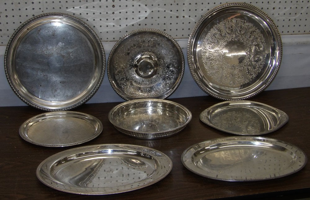 Lot of Eight Silver Plated Serving Trays (1 of 5)