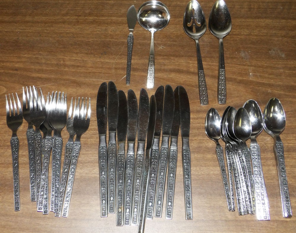 40 Pieces of Ornate Mid Century Modern Stainless Steel Flatware (1 of 6)