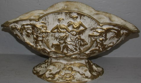 Gold & White Porcelain Portugal Centerpiece with Cupid Motif