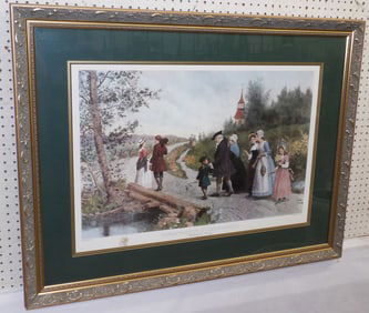 Framed & Matted "Sunday Morning" in Sleepy Hollow Print