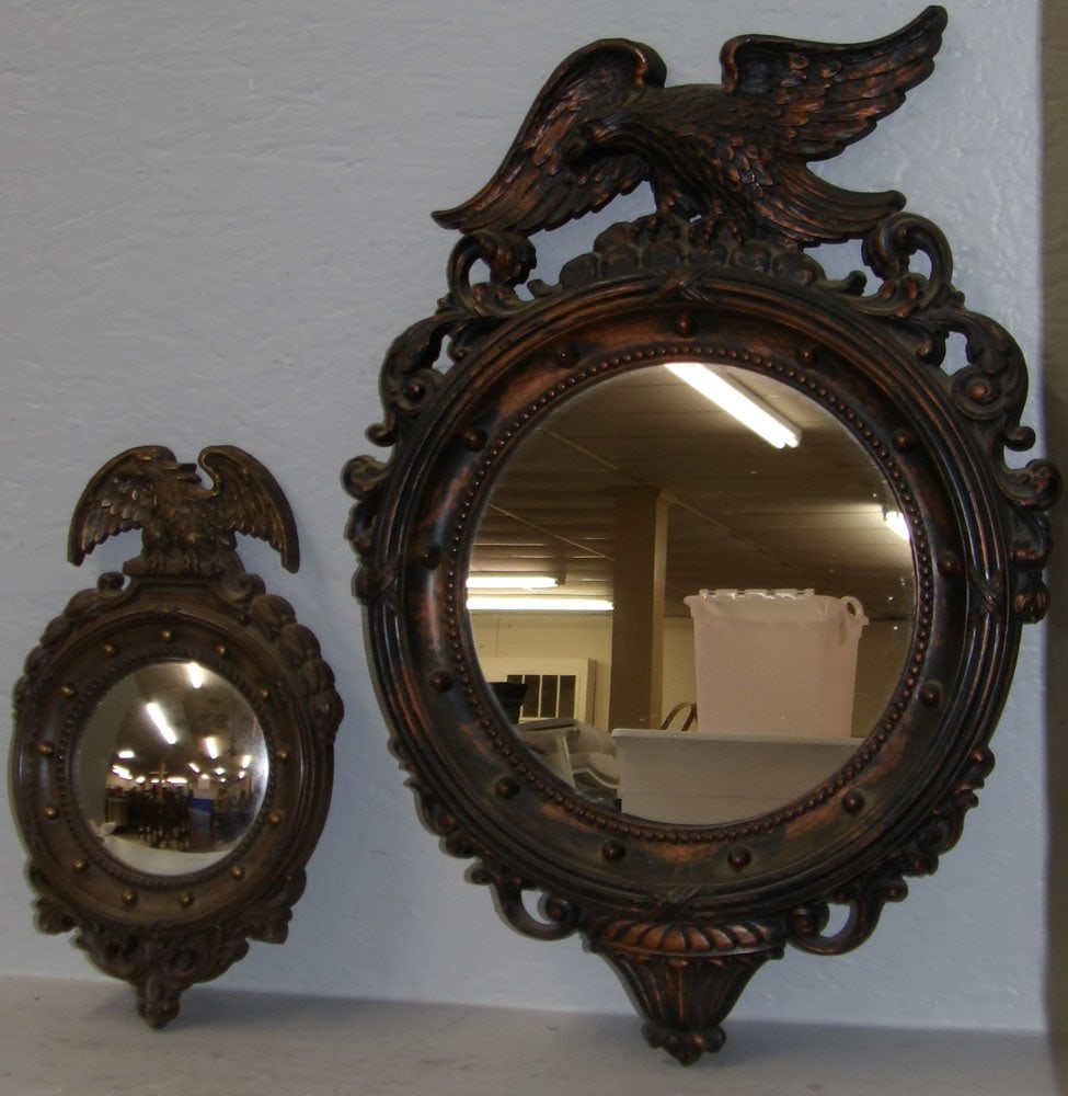 Two Ornate Eagle Crest Convex or Bull's Eye Mirrors (1 of 4)
