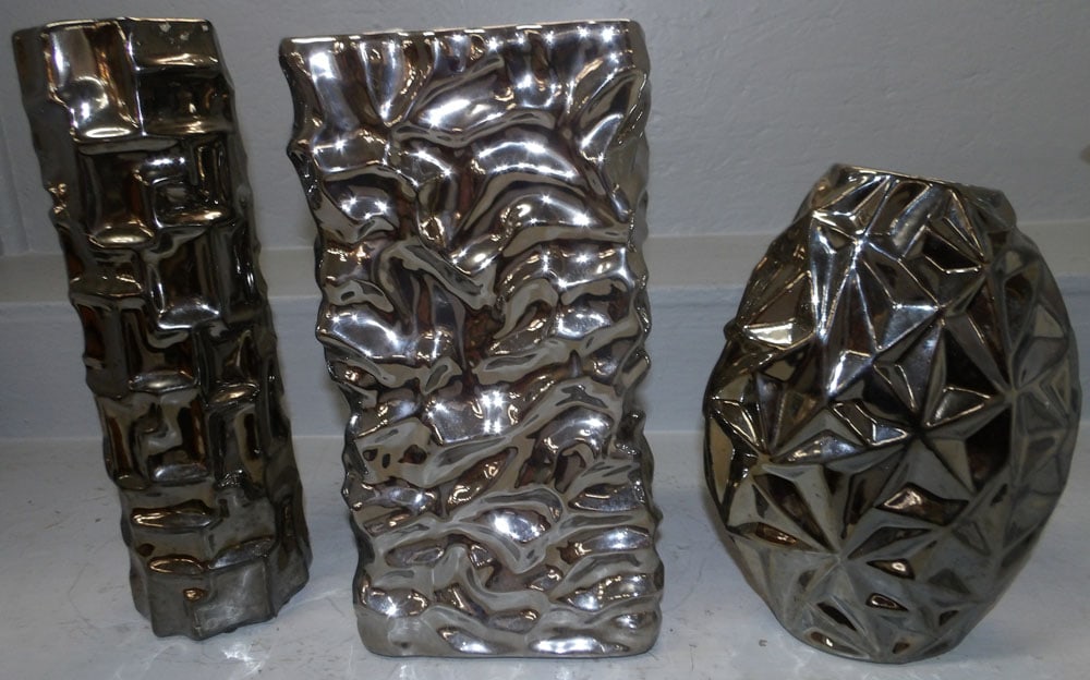 Three Modern Silver Luster Vases (1 of 5)