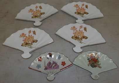 Six Oriental Porcelain Fan Dishes