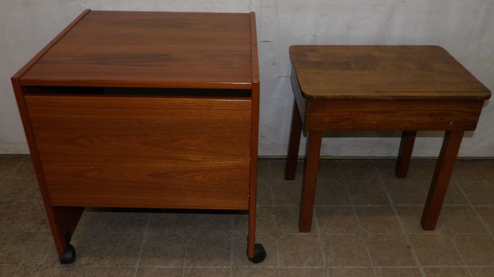 Mid Century Modern Teak Wood Writing Stand & Maple Pine Child's Desk (1 of 4)