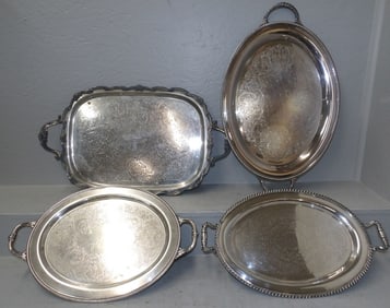 Four Silver Plated Serving Trays