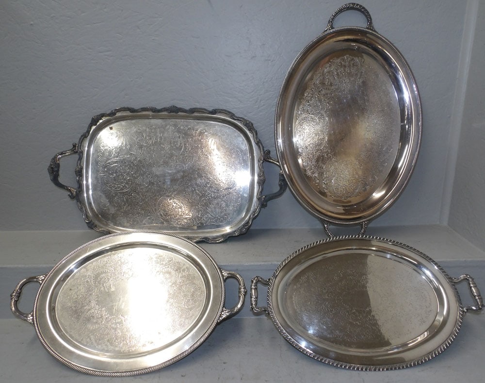 Four Silver Plated Serving Trays (1 of 5)