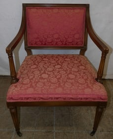 Walnut & Upholstered Louis XVI Fauteuil