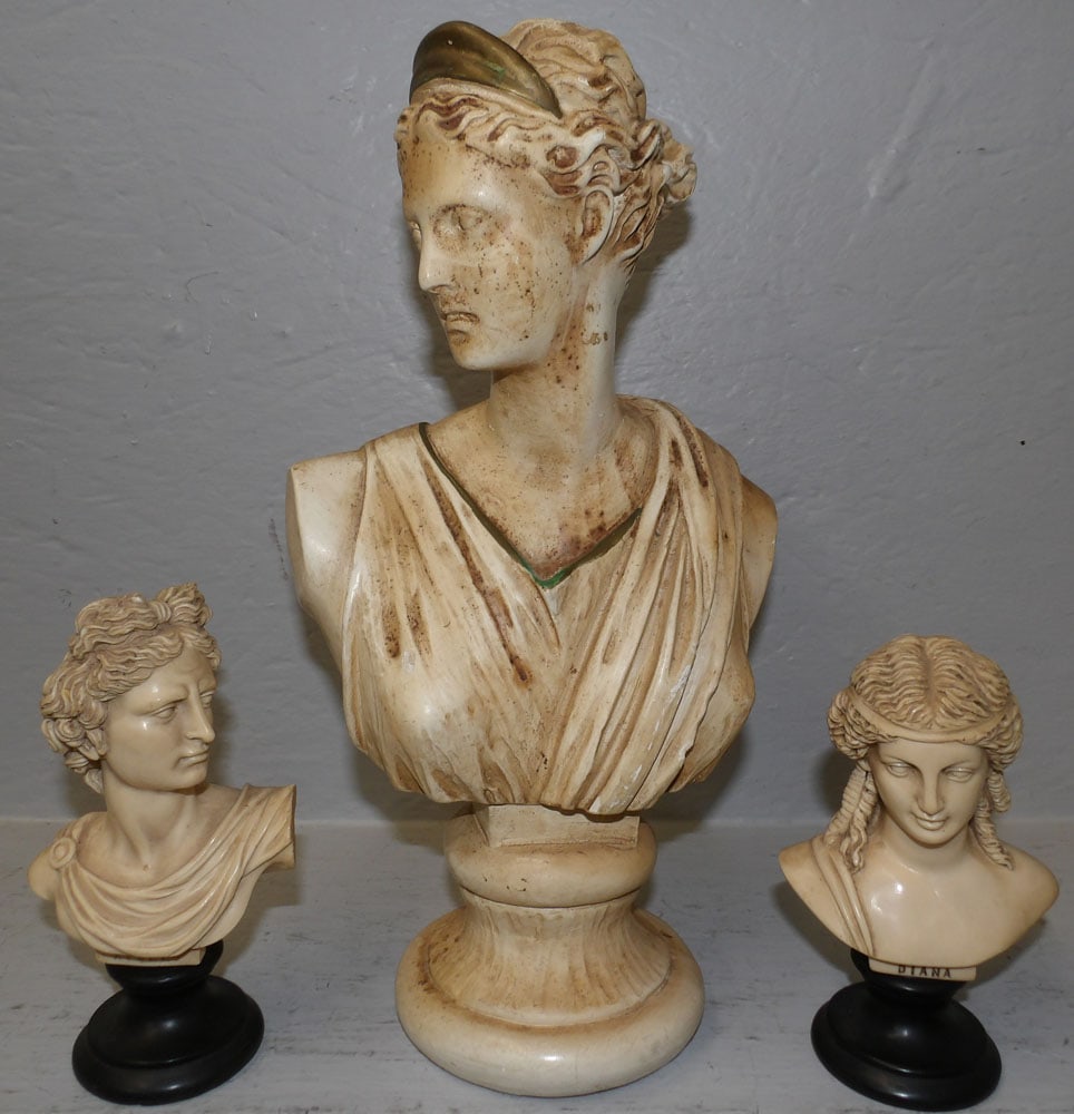 Three Diminutive Neoclassical Style Busts, (Two Resin, One Ceramic) (1 of 6)