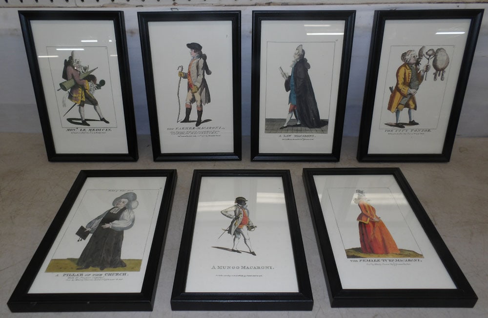 Lot of Seven Colored English Spy Style Prints (1 of 6)