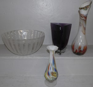 Four Pieces of Art Glass