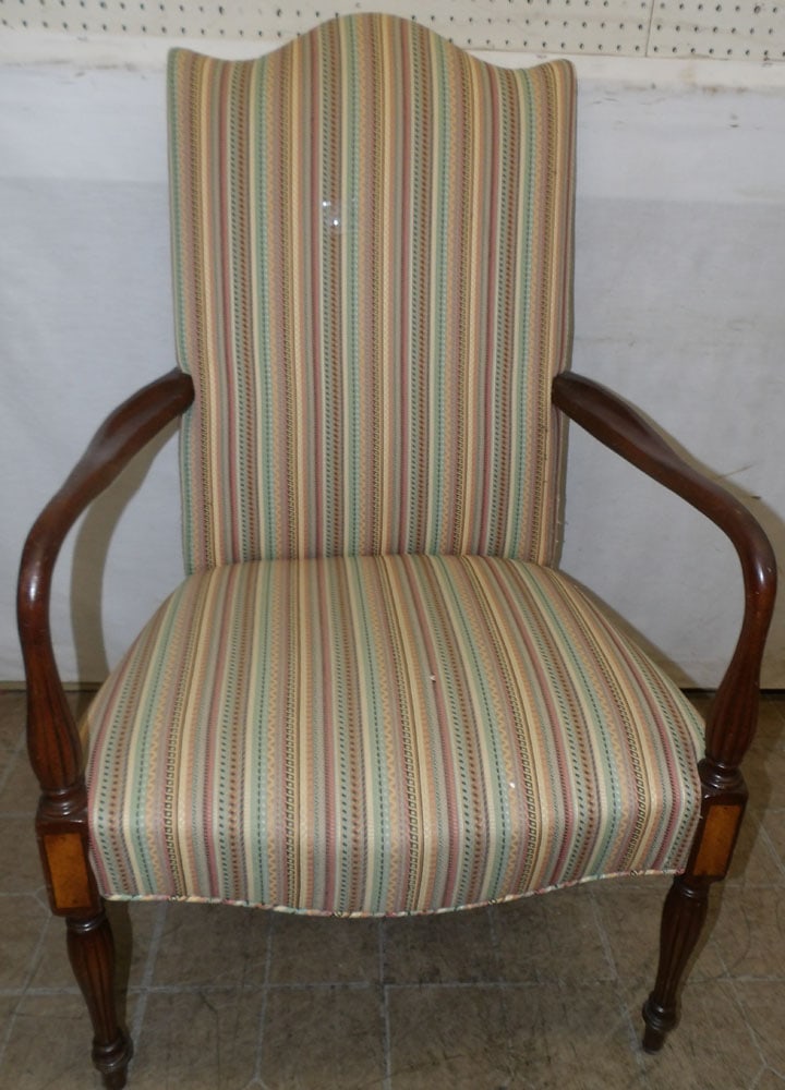 Mahogany & Satin Wood Inlaid Sheraton Style Arm Chair (1 of 6)