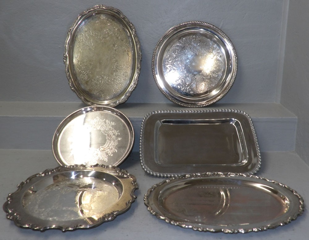 Lot of Silver Plated Serving Trays (1 of 5)