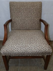Mahogany & Leopard Print Upholstered Arm Chair