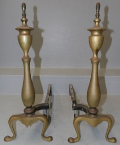 Pair of Cast Brass Andirons