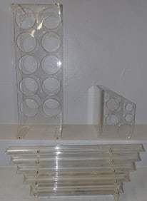Mid Century Modern Acrylic Wine Rack, Bottle Holder, & Lamp