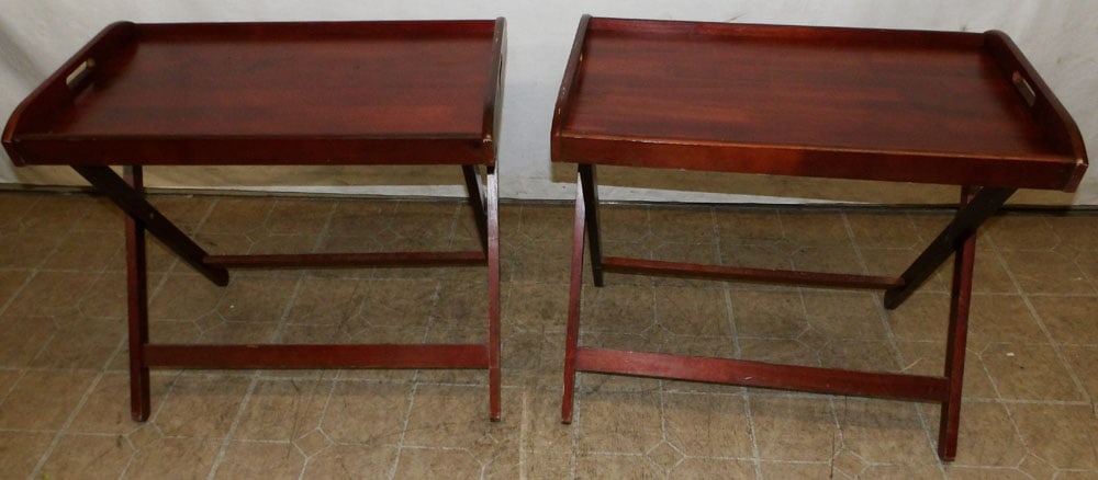Pair of Cherry Butler's Tray Top Tables (1 of 3)