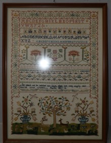 Framed Needlework Sampler Dated 1966
