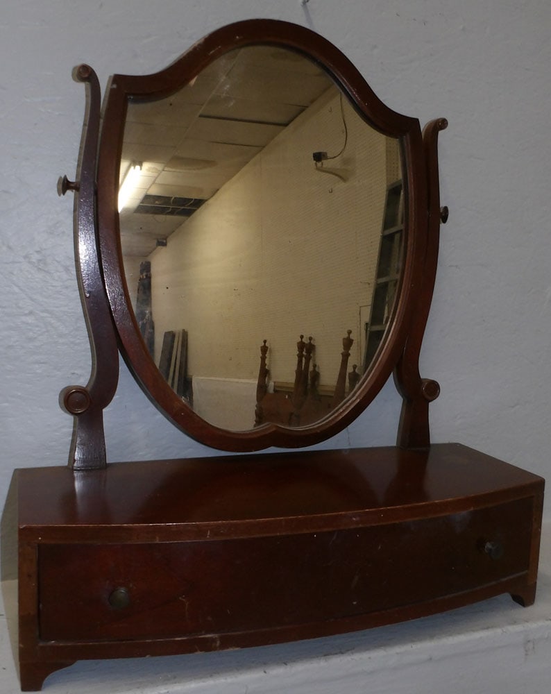 Mahogany Shaving Mirror with Drawer (1 of 3)