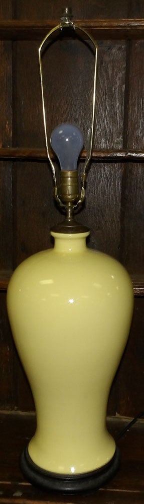 Oriental Porcelain Vase Made Into Lamp: Oriental Porcelain Vase Made Into Lamp. 33 1/2" H "ALL DESCRIPTIONS AND ANY CONDITION STATEMENT GIVEN BY LANGSTON AUCTION GALLERY ARE STRICTLY OPINIONS AND LANGSTON'S SHALL HAVE NO RESPONSIBILITY FOR 
