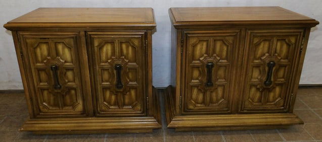 Pair of Walnut Two Door Night Stands