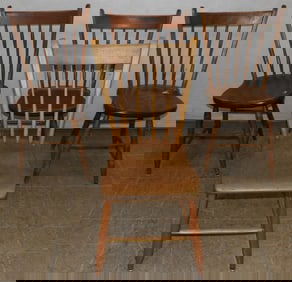 Set of Four Antique Plank Bottom Dining Chairs