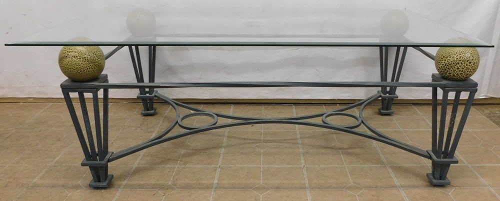 Glass Top & Painted Metal Base Coffee Table (1 of 3)