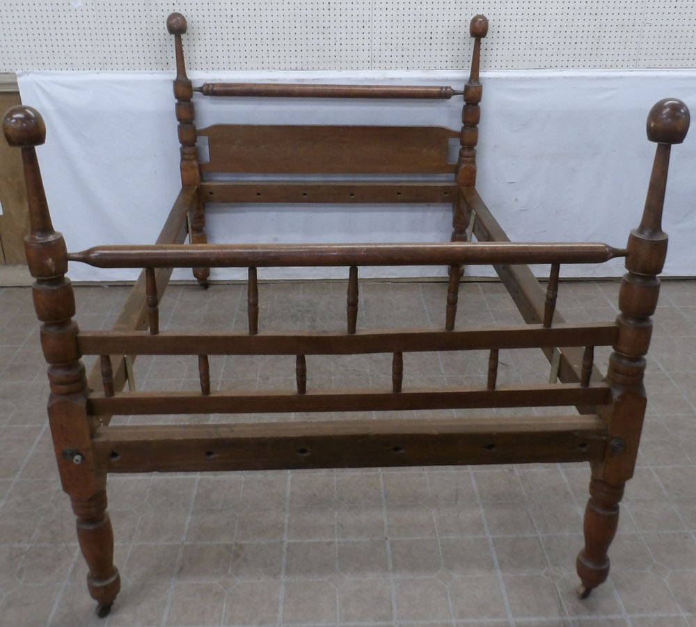 Antique Cherry Rope Bed with Rails (1 of 4)