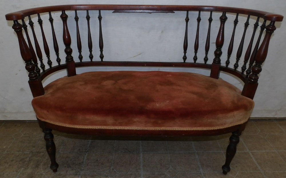 Antique Cherry Spindle Back Bench (1 of 5)