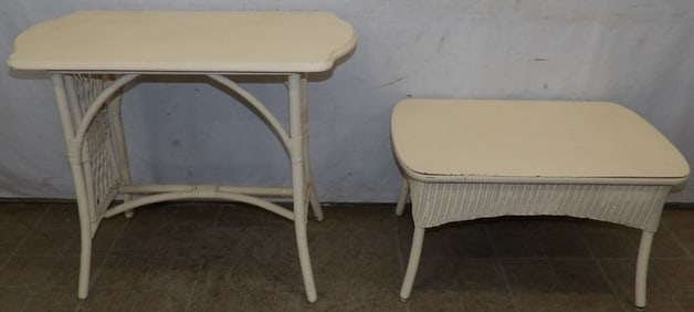 Painted Wicker Table & Tea Table