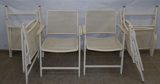 Six Painted Outdoor Metal Chairs