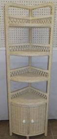 Painted Wicker Corner Shelf