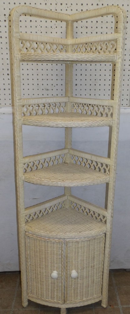 Painted Wicker Corner Shelf (1 of 3)