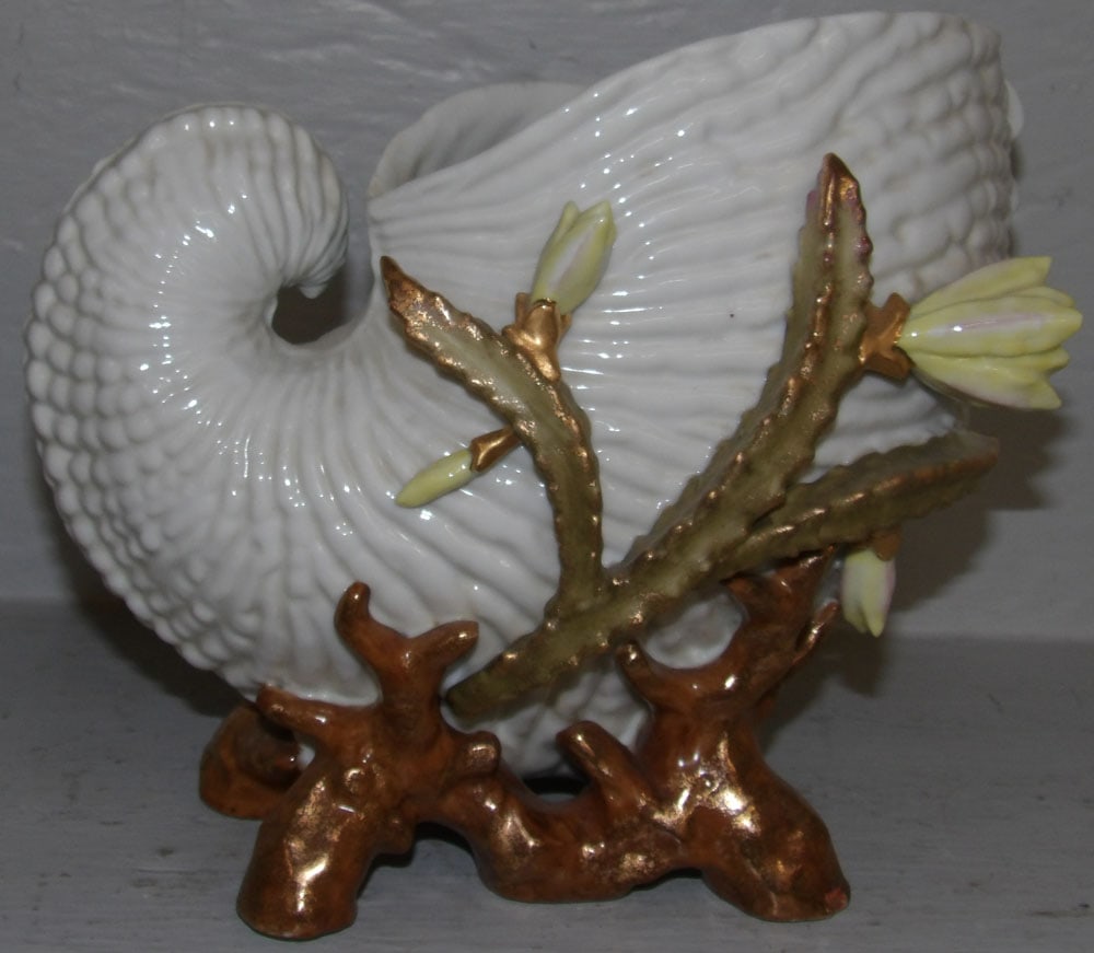 Painted Porcelain Shell Form Vase (1 of 4)