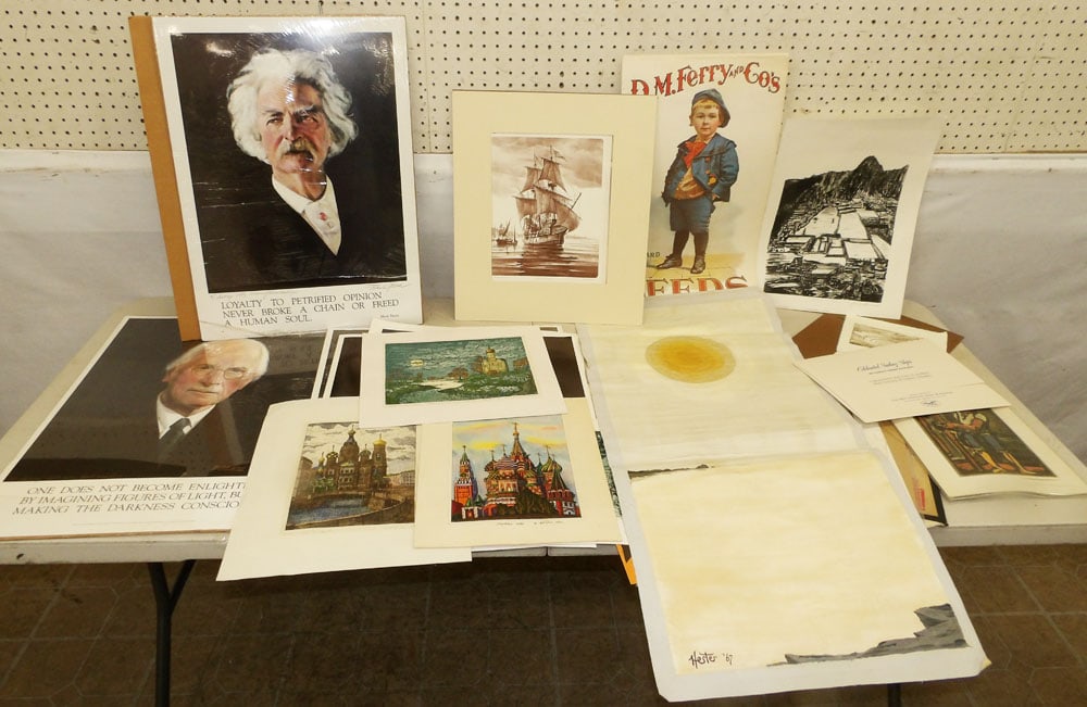 Lot of Unframed Art: Lot of Unframed Art . Up to 26" x 20 1/4" "ALL DESCRIPTIONS AND ANY CONDITION STATEMENT GIVEN BY LANGSTON AUCTION GALLERY ARE STRICTLY OPINIONS AND LANGSTON'S SHALL HAVE NO RESPONSIBILITY FOR ERRORS O