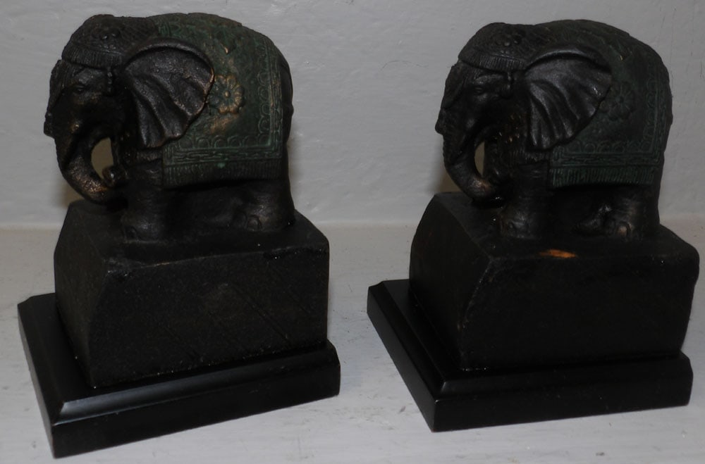 Painted Metal Elephant Book Ends (1 of 3)