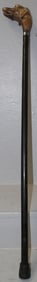 Painted Wood Walking Stick with Dog Head Handle
