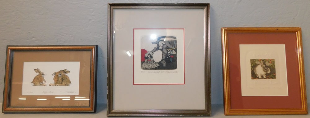 Three Framed Hand Colored Engravings Pencil Signed (1 of 8)