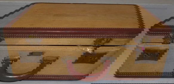 Vintage Child's Luggage with Contents, Linens, & Ephemera