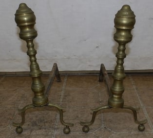 Pair of 19th Century Brass Andirons
