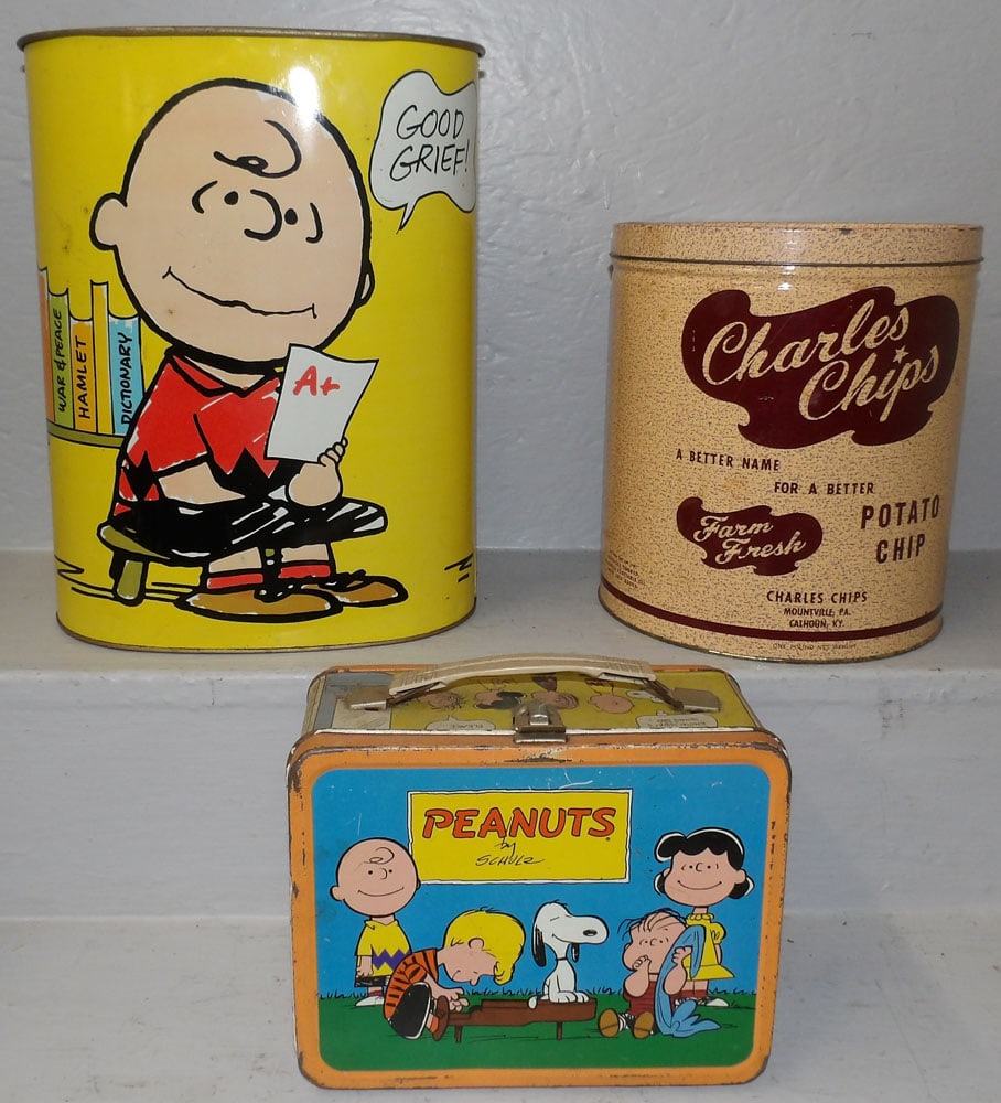 Three Painted Tin Advertising Items (1 of 4)