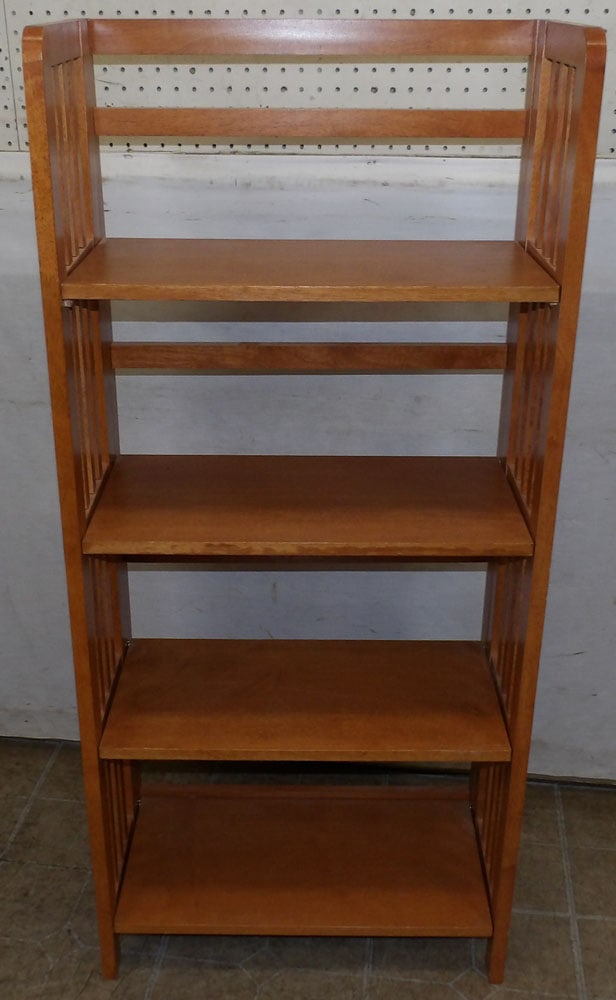 Mahogany Folding Shelf: Mahogany Folding Shelf . 22 1/2" W 11 3/4" D 50" H "ALL DESCRIPTIONS AND ANY CONDITION STATEMENT GIVEN BY LANGSTON AUCTION GALLERY ARE STRICTLY OPINIONS AND LANGSTON'S SHALL HAVE NO RESPONSIBILITY FOR