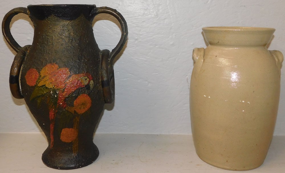 Stoneware Butter Churn by M.L. Owen  Seagrove, NC, (As Is), & Pottery Vase (1 of 6)