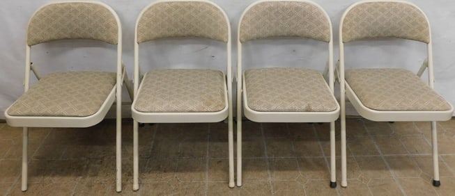 Four Painted Metal Folding Chairs